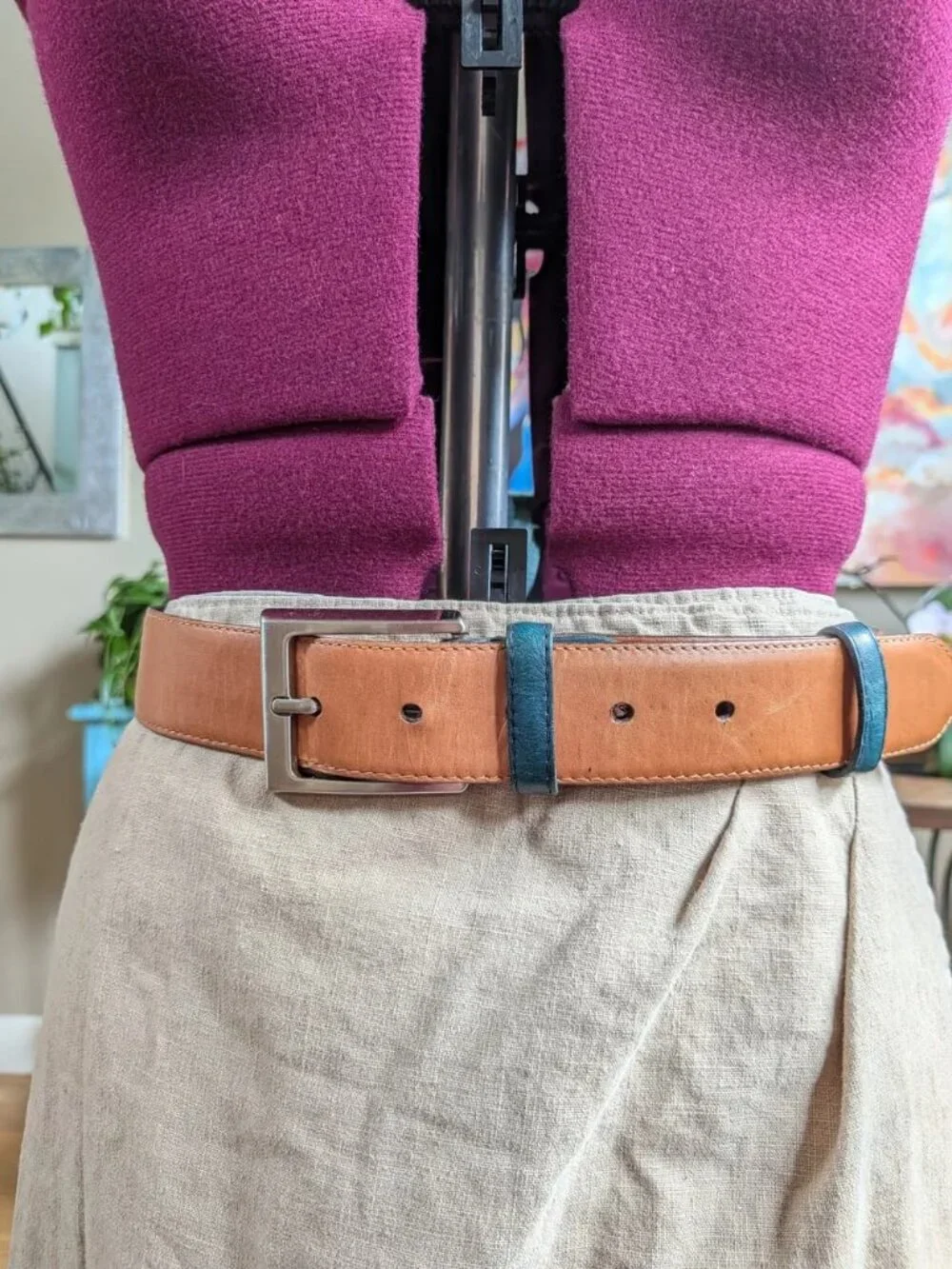 Di Pollini Teal Leather Belt